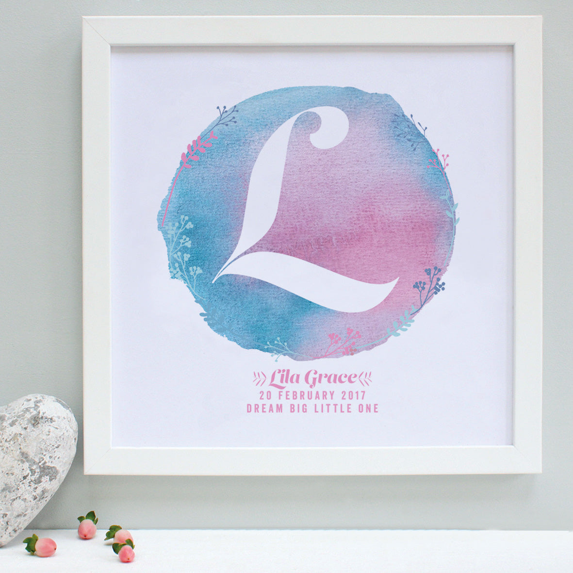 Personalised New Baby Watercolour Framed Print