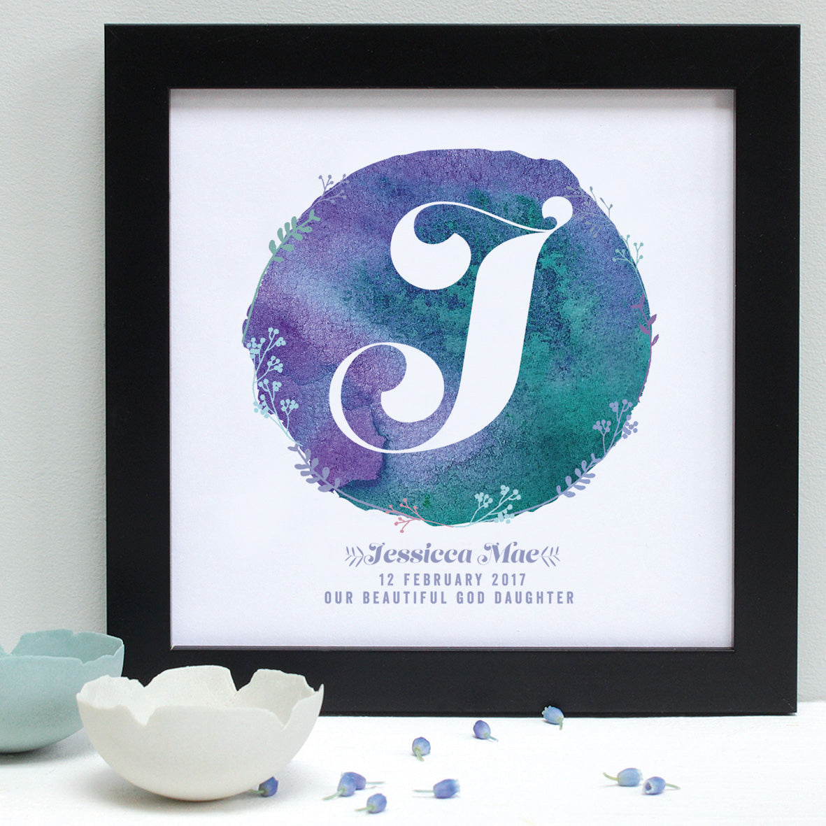 Personalised New Baby Watercolour Framed Print