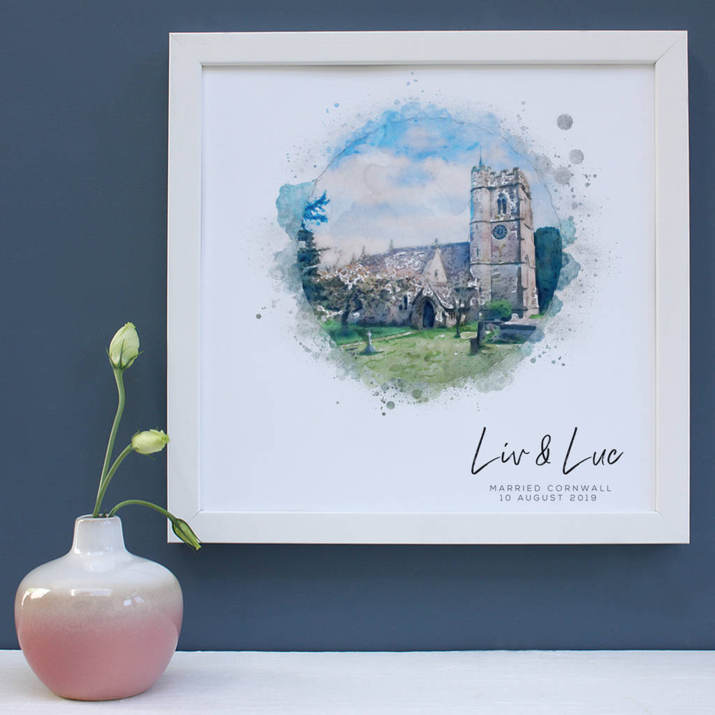 wedding venue illustration of a Cornish church