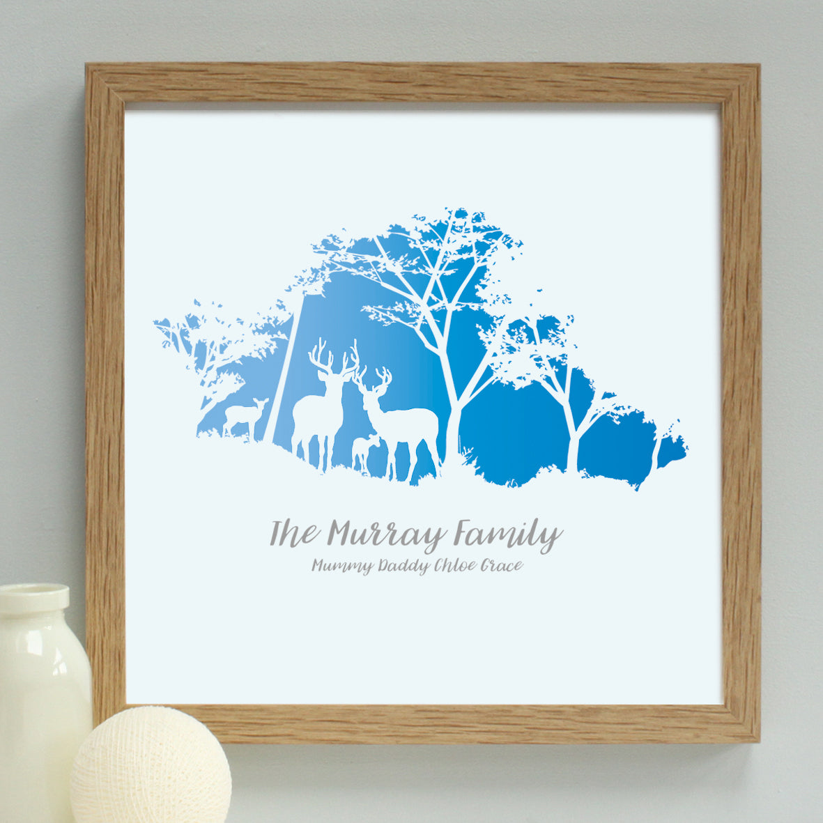 Personalised Woodland Deer Family Framed Print