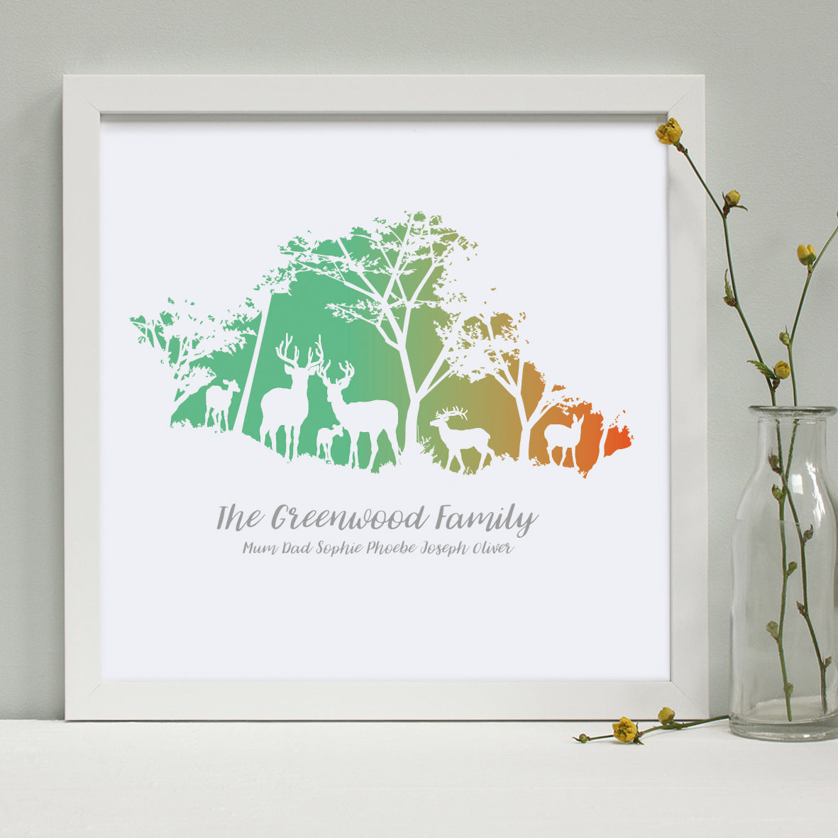 Personalised Woodland Deer Family Framed Print