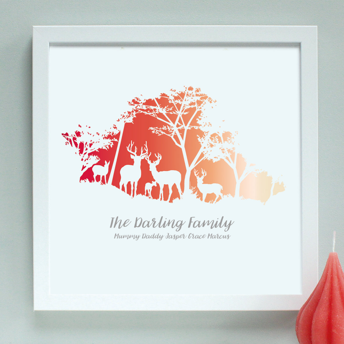 Personalised Woodland Deer Family Framed Print