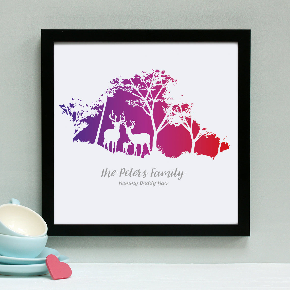 Personalised Woodland Deer Family Framed Print