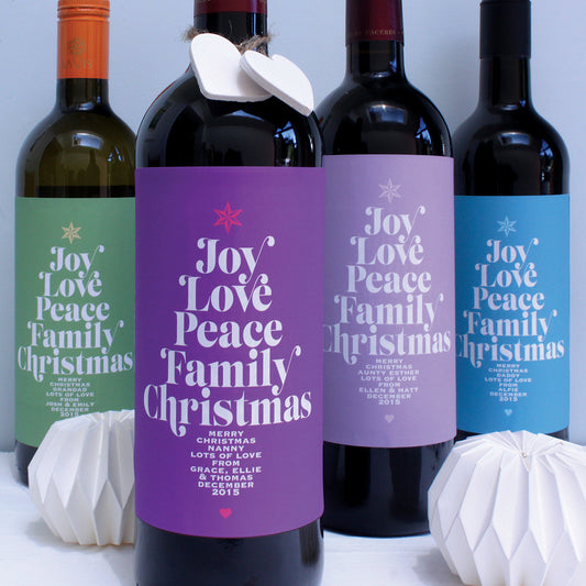 personalised christmas wine labels for family