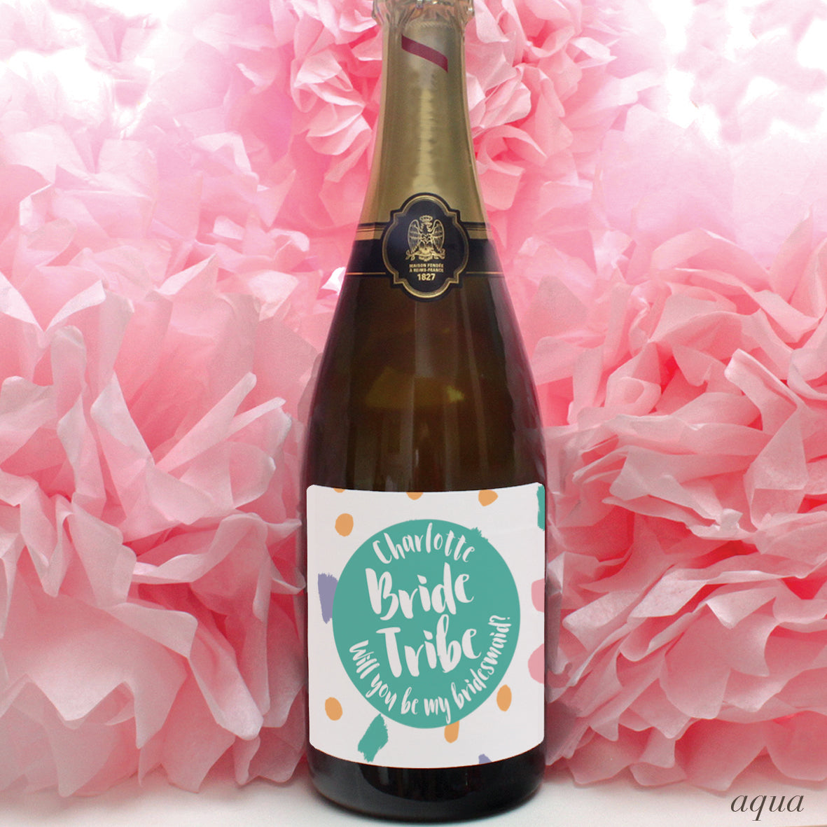personalised aqua bride tribe labels, hen party