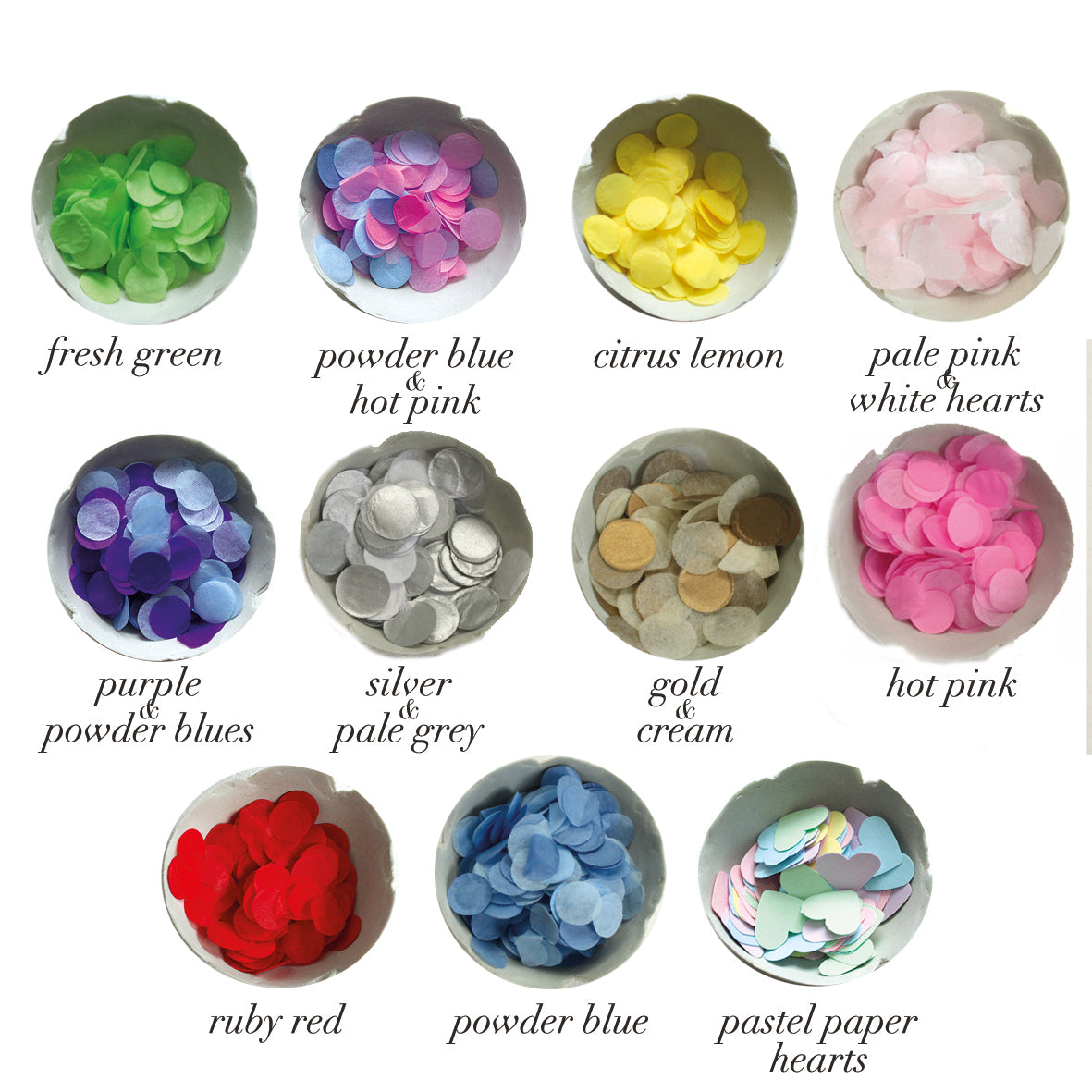 colour options for confetti