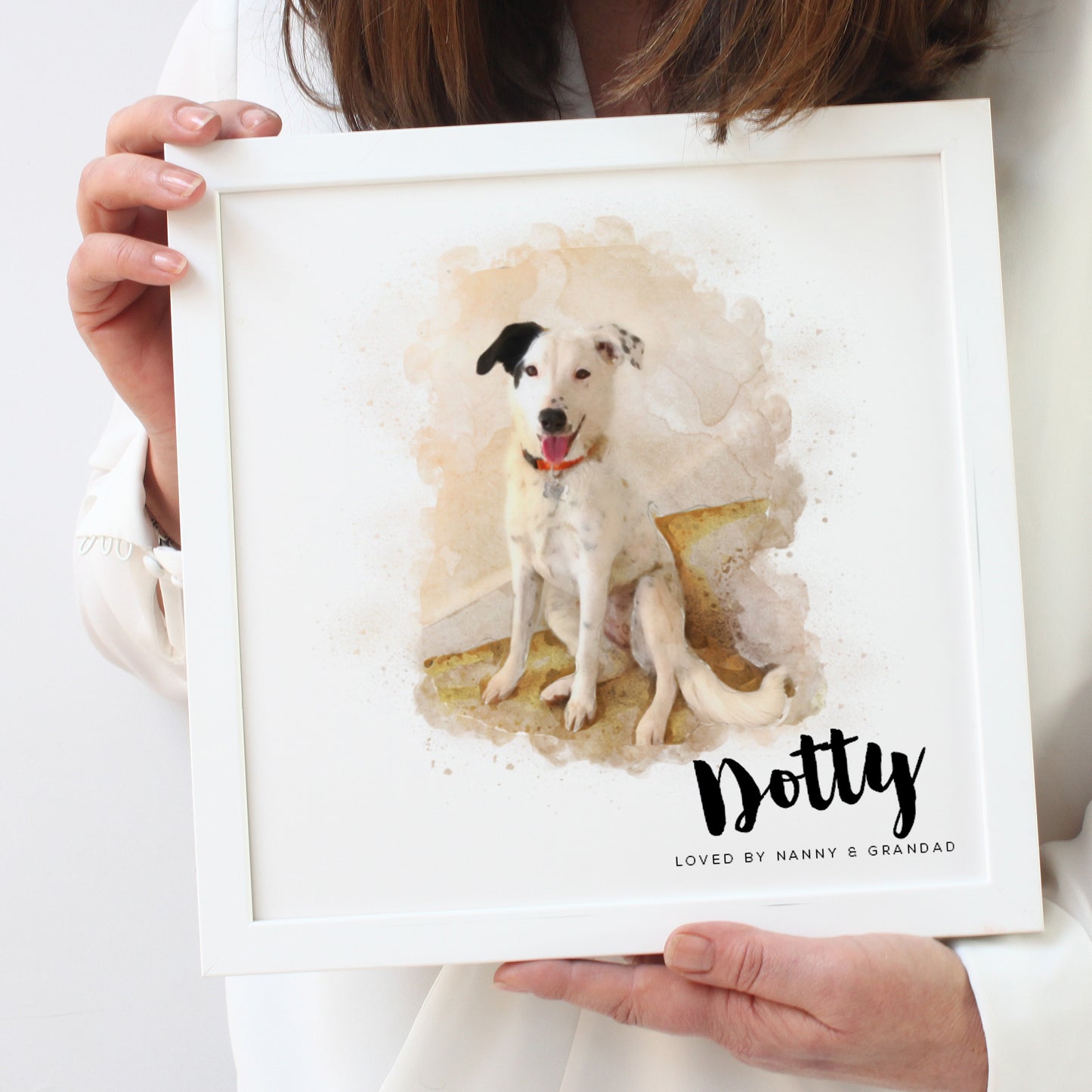 Dog Portrait in a square white frame