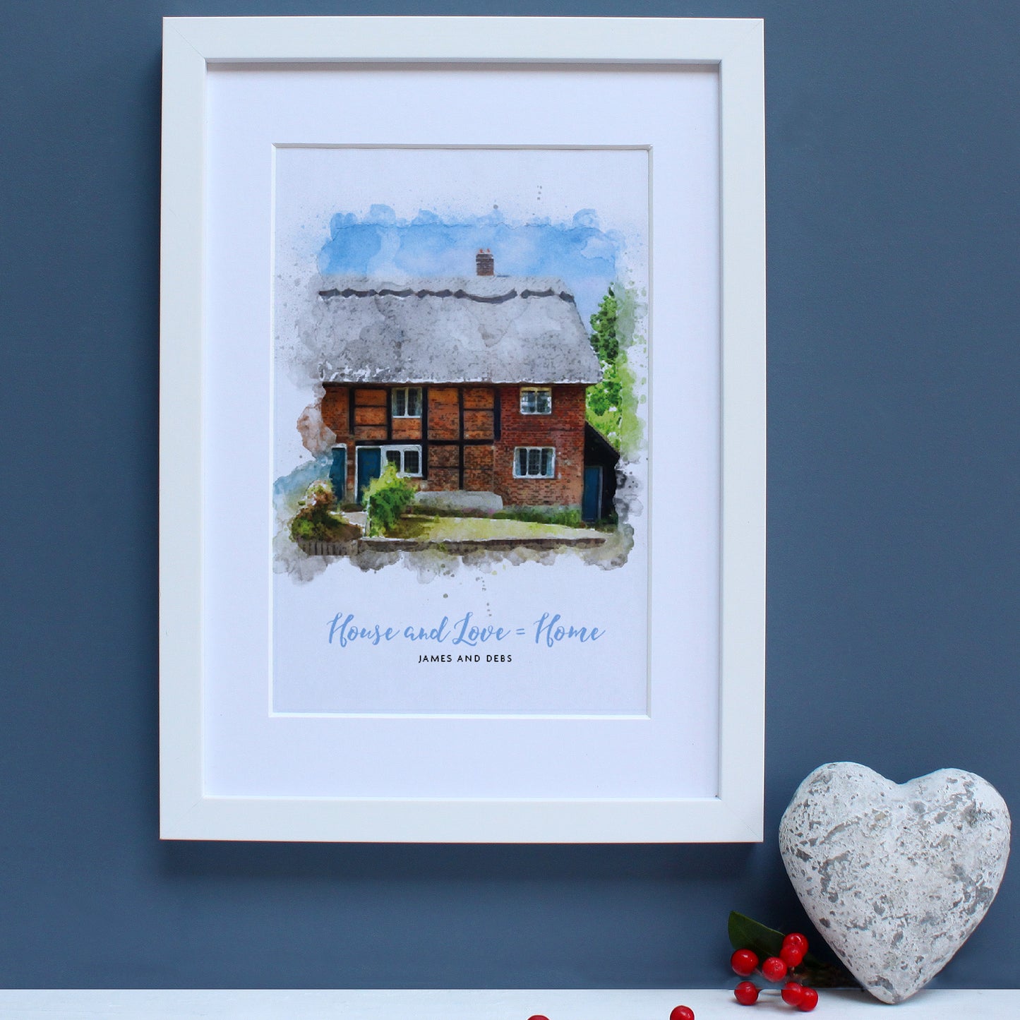 Personalised Watercolour New Home Framed Print