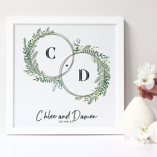 Custom Wedding Print: Personalized Keepsake with Names, Date and Venue - Elegant Framed Artwork for Newlyweds
