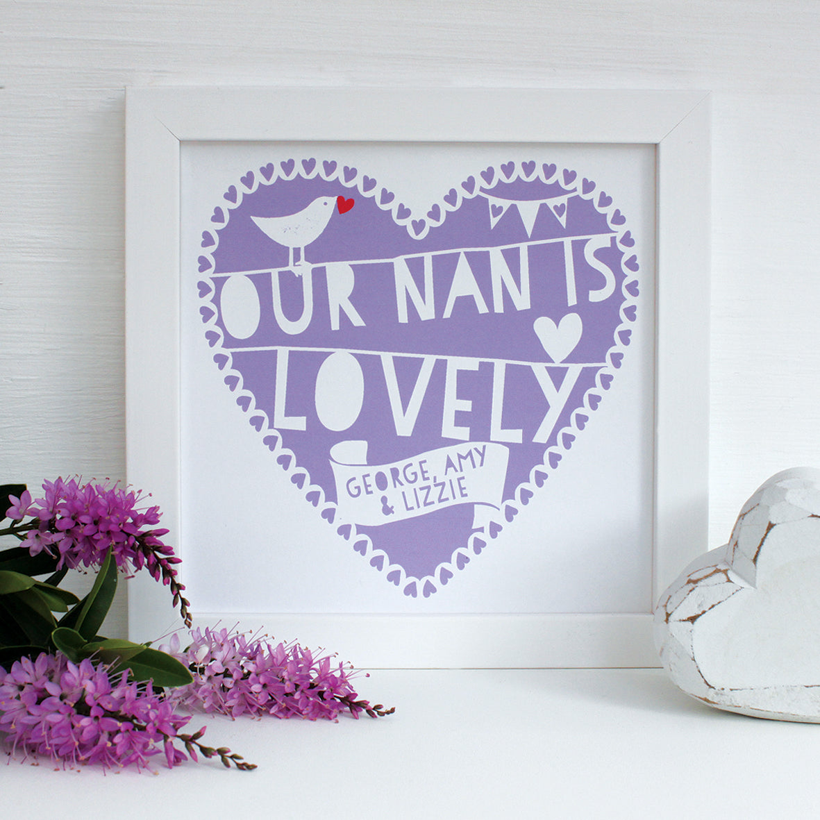 personalised lovely nan print, orchid