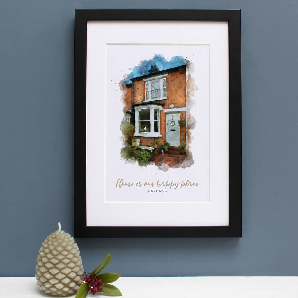 new home cottage portrait black frame