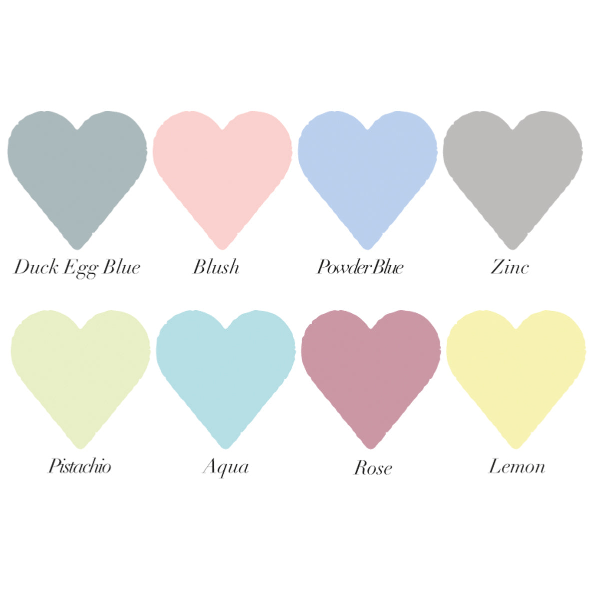8 x coloured heart swatches