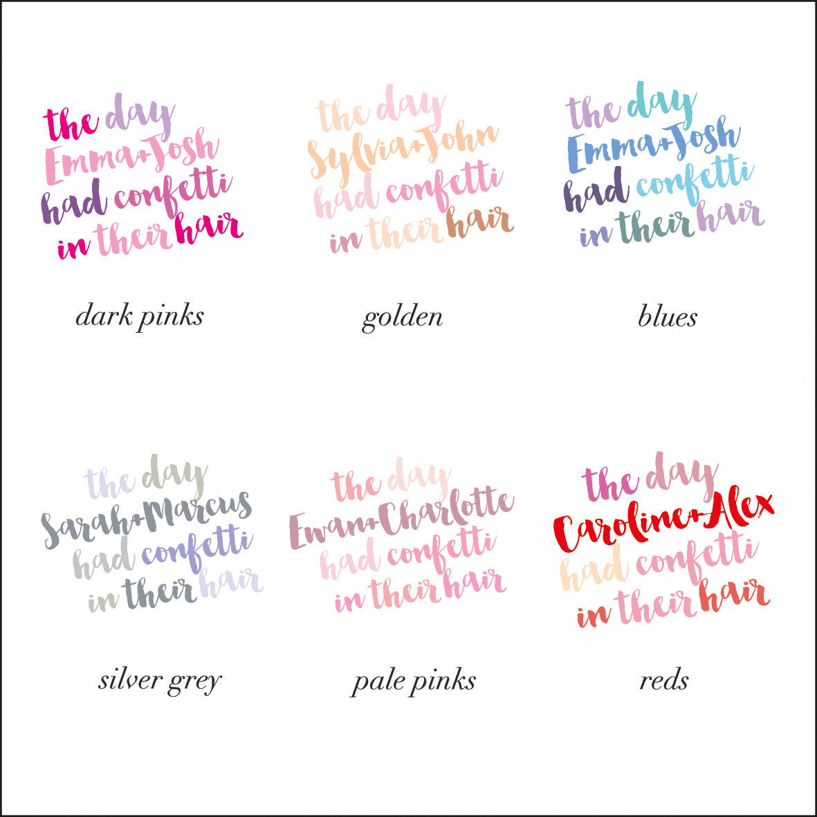 colour options for lettering